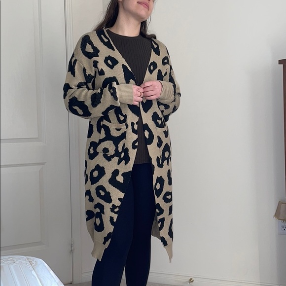 Anthropologie Sweaters - Leopard Print Long Cardigan